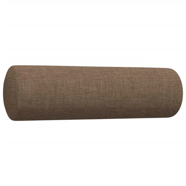 Ensemble de canapés 3 pcs avec coussins décoratifs marron tissu