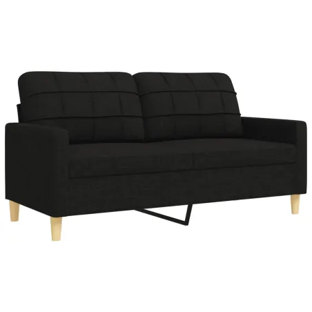Ensemble de canapés 3 pcs avec coussins décoratifs noir tissu