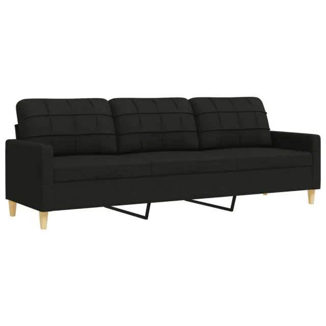 Ensemble de canapés 3 pcs avec coussins décoratifs noir tissu