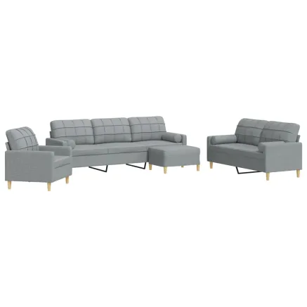 Ensemble de canapés 4 pcs repose-pied et coussins décoratifs 2