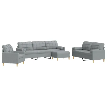 Ensemble de canapés 4 pcs repose-pied et coussins décoratifs