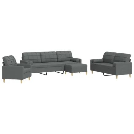 Ensemble de canapés 4 pcs repose-pied et coussins décoratifs 2