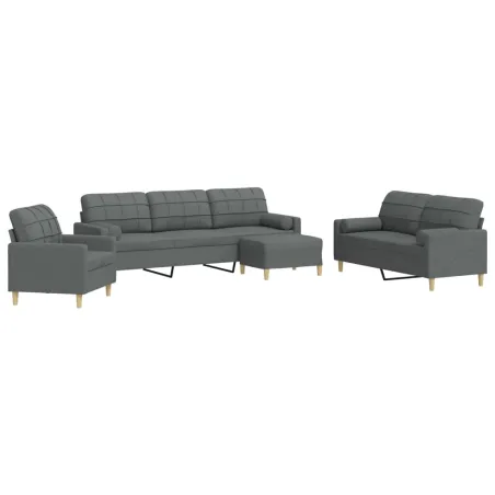 Ensemble de canapés 4 pcs repose-pied et coussins décoratifs