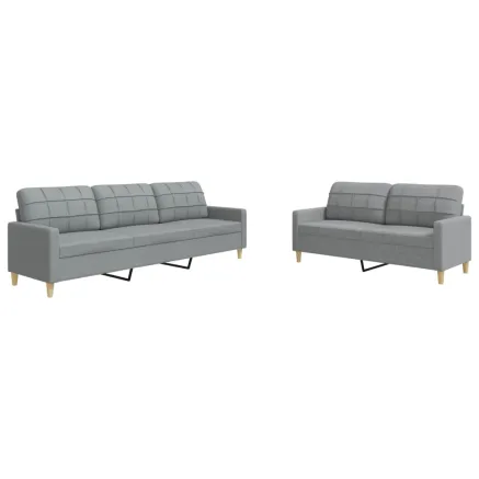 Ensemble de canapés 2 pcs gris clair tissu 2