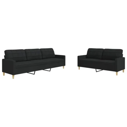 Ensemble de canapés 2 pcs noir tissu 2