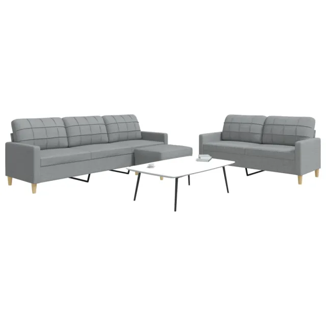 Ensemble de canapés 3 pcs avec repose-pied gris clair tissu