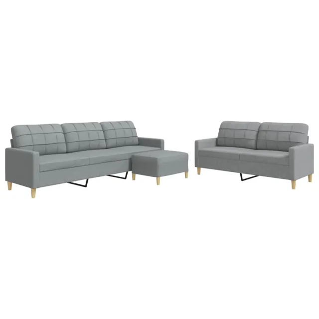Ensemble de canapés 3 pcs avec repose-pied gris clair tissu