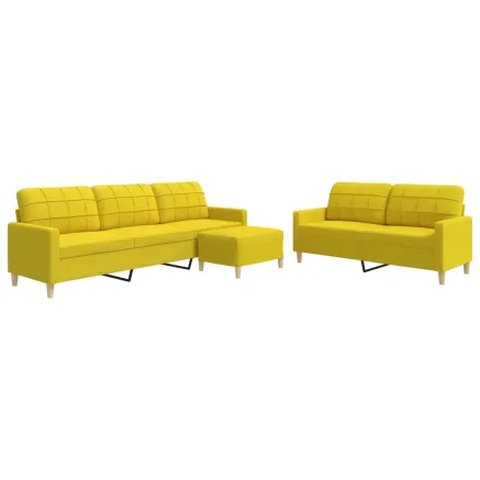Ensemble de canapés 3 pcs avec repose-pied jaune clair tissu 2
