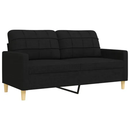 Ensemble de canapés 2 pcs avec coussins décoratifs noir tissu