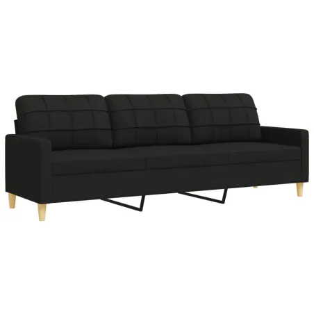 Ensemble de canapés 2 pcs avec coussins décoratifs noir tissu