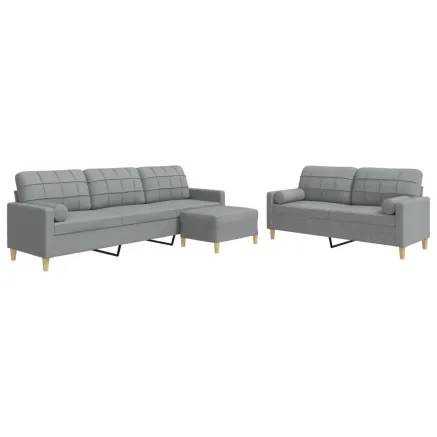 Ensemble de canapés 3 pcs repose-pied et coussins décoratifs 2