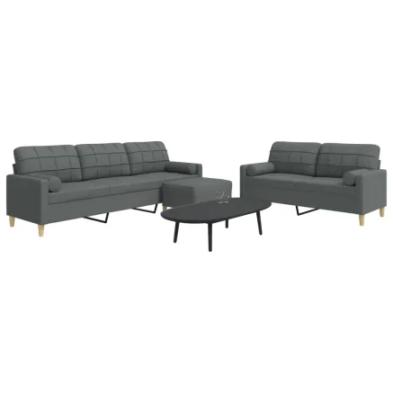 Ensemble de canapés 3 pcs repose-pied et coussins décoratifs