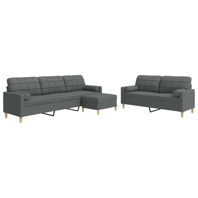 Ensemble de canapés 3 pcs repose-pied et coussins décoratifs