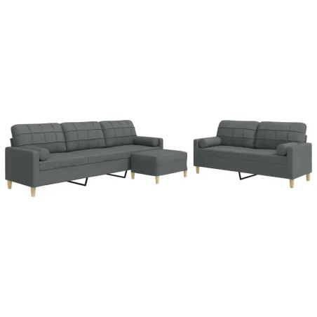 Ensemble de canapés 3 pcs repose-pied et coussins décoratifs
