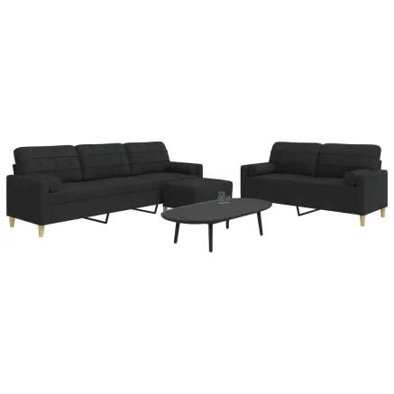 Ensemble de canapés 3 pcs repose-pied et coussins décoratifs