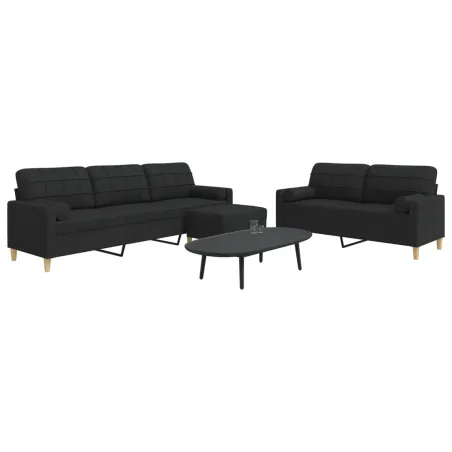 Ensemble de canapés 3 pcs repose-pied et coussins décoratifs