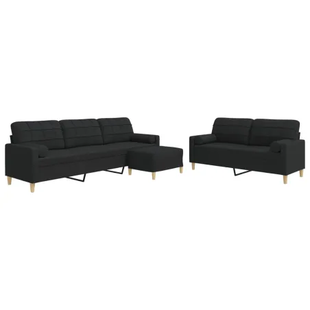 Ensemble de canapés 3 pcs repose-pied et coussins décoratifs