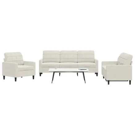 Ensemble de canapés 3 pcs avec coussins Crème Velours