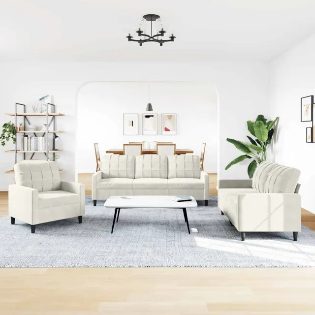 Ensemble de canapés 3 pcs avec coussins Crème Velours