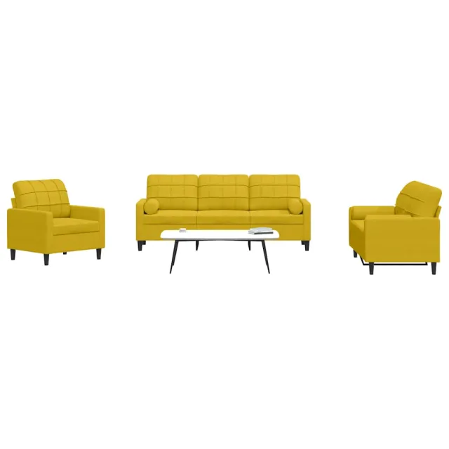 Ensemble de canapés 3 pcs avec coussins et traversins velours