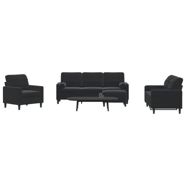 Ensemble de canapés 4pcs et coussins et traversins noir velours