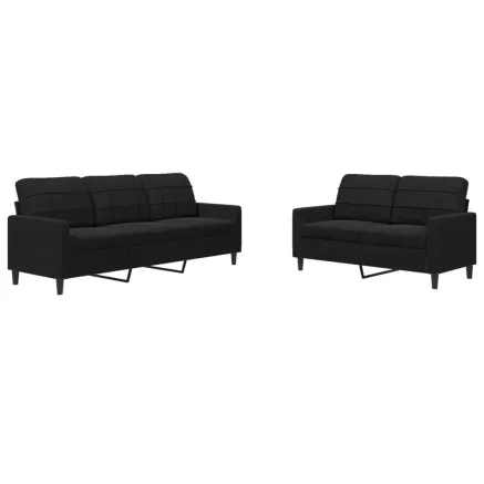 Ensemble de canapés 2 pcs avec coussins Noir Velours 2