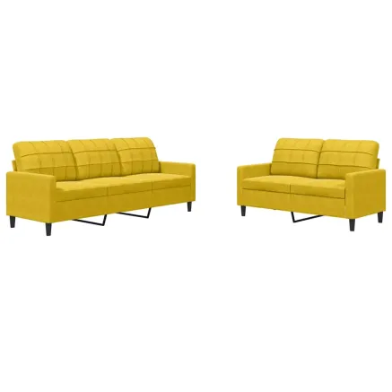 Ensemble de canapés 2 pcs avec coussins Jaune Velours 2