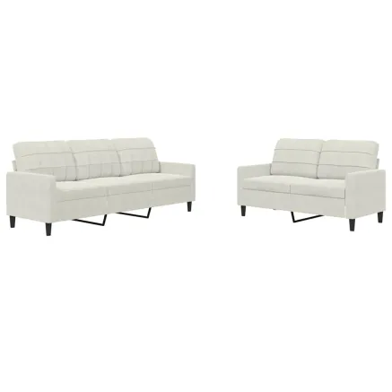 Ensemble de canapés 2 pcs avec coussins Crème Velours 2