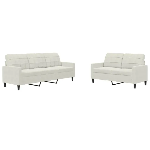 Ensemble de canapés 2 pcs avec coussins Crème Velours