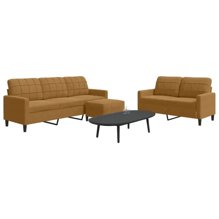 Ensemble de canapés 3 pcs avec coussins Marron Velours