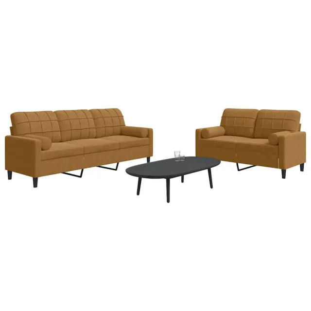 Ensemble de canapés 2 pcs avec coussins et traversins velours