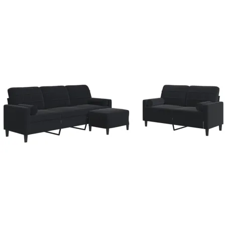 Ensemble de canapés 3pcs et coussins et traversins noir velours