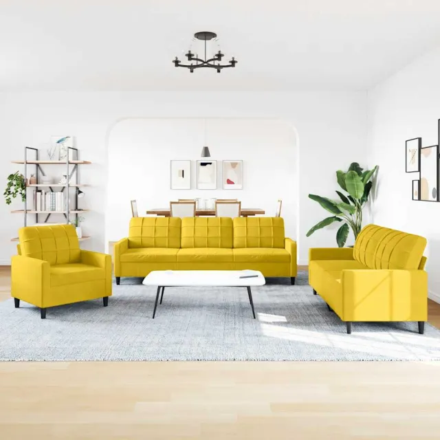 Ensemble de canapés 3 pcs avec coussins Jaune Velours