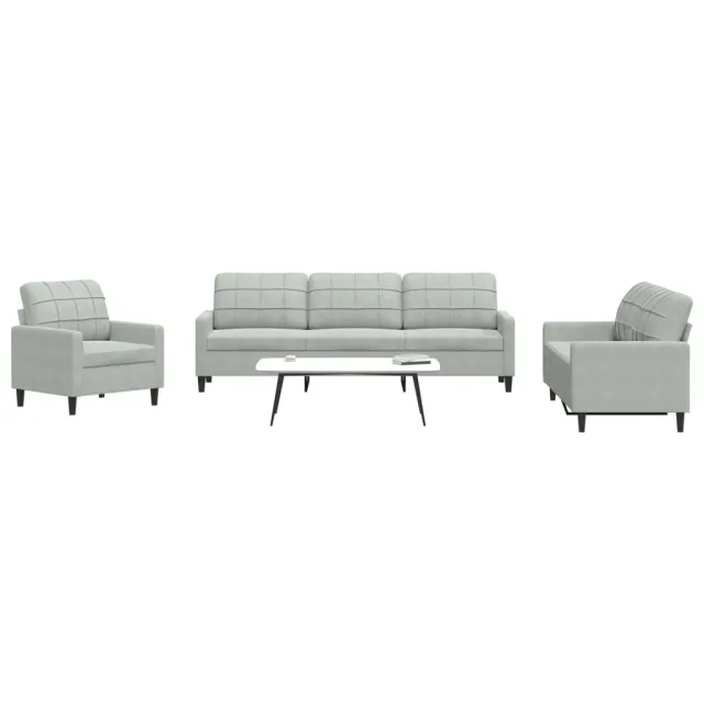 Ensemble de canapés 4 pcs avec coussins Gris clair Velours