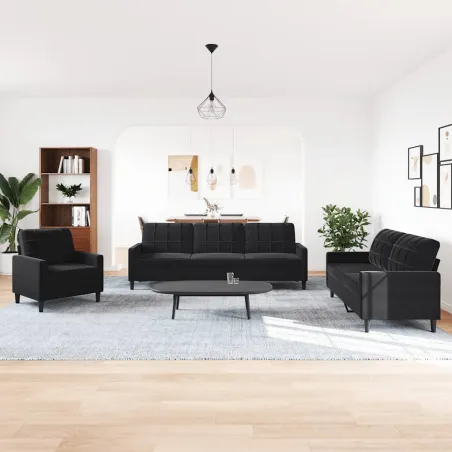 Ensemble de canapés 4 pcs avec coussins Noir Velours