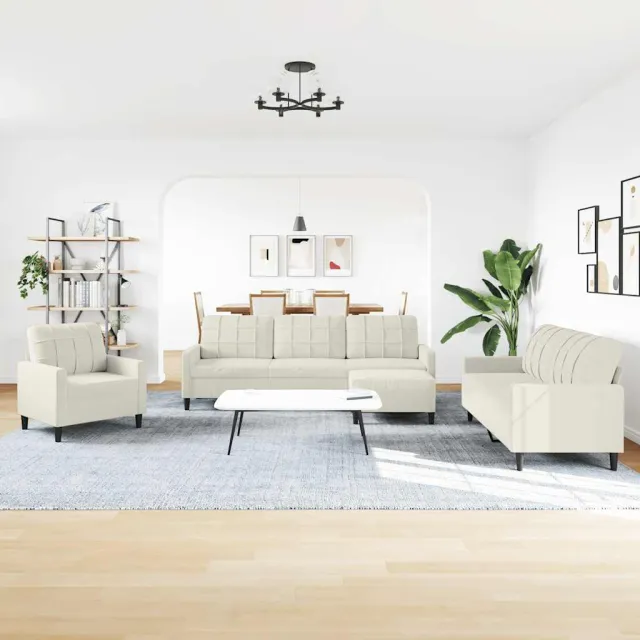 Ensemble de canapés 4 pcs avec coussins Crème Velours