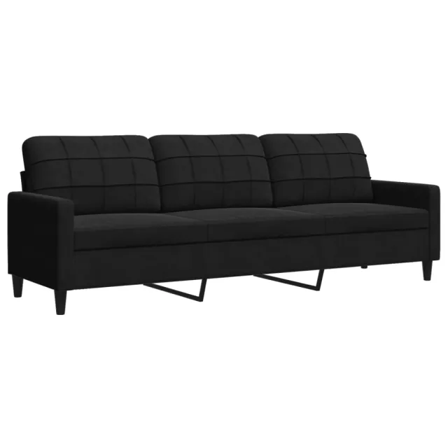 Ensemble de canapés 3pcs et coussins et traversins noir velours