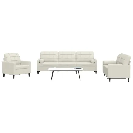 Ensemble de canapés 3 pcs avec coussins et traversins velours