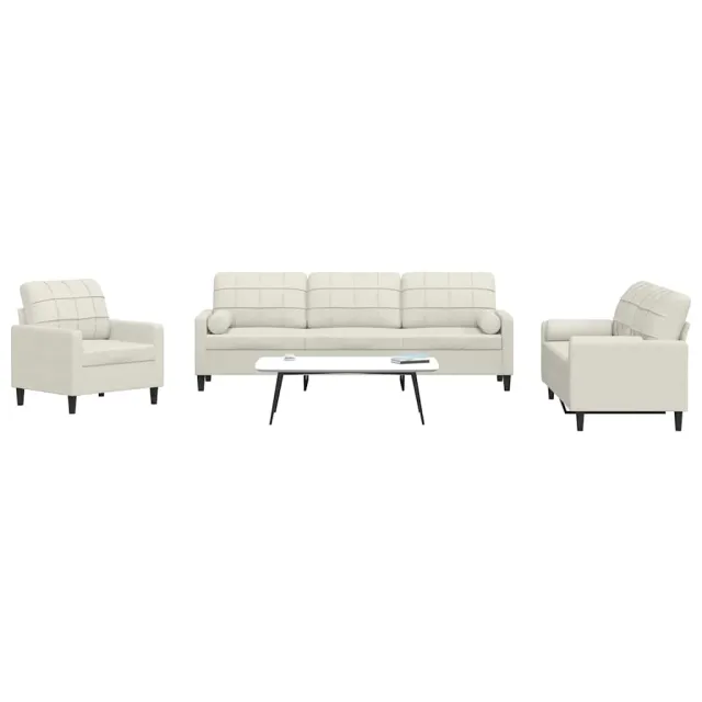 Ensemble de canapés 3 pcs avec coussins et traversins velours