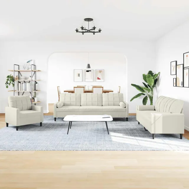 Ensemble de canapés 3 pcs avec coussins et traversins velours