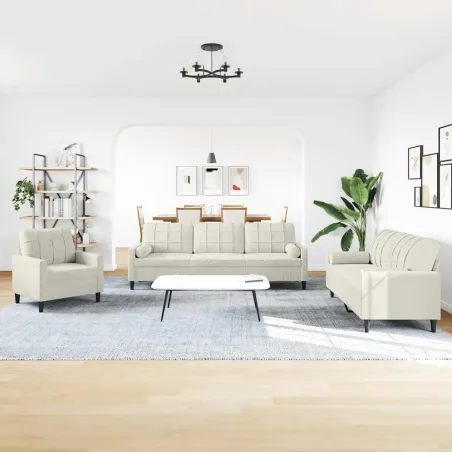 Ensemble de canapés 3 pcs avec coussins et traversins velours