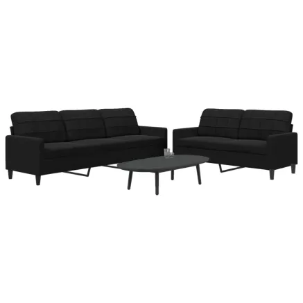 Ensemble de canapés 2 pcs avec coussins Noir Velours