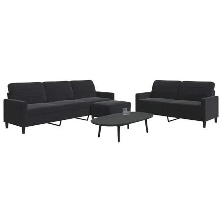 Ensemble de canapés 3 pcs avec coussins Noir Velours