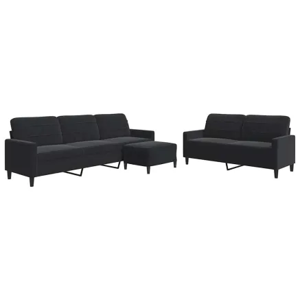 Ensemble de canapés 3 pcs avec coussins Noir Velours 2
