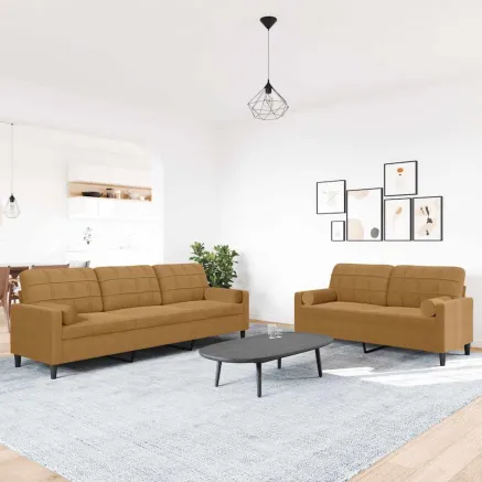 Ensemble de canapés 2 pcs avec coussins et traversins velours