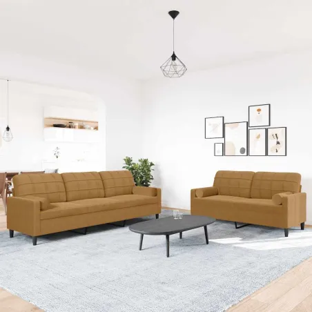 Ensemble de canapés 2 pcs avec coussins et traversins velours