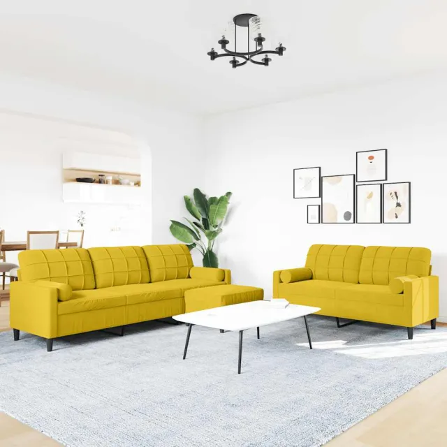 Ensemble de canapés 3 pcs avec coussins et traversins velours