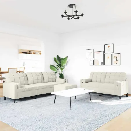 Ensemble de canapés 3 pcs avec coussins et traversins velours