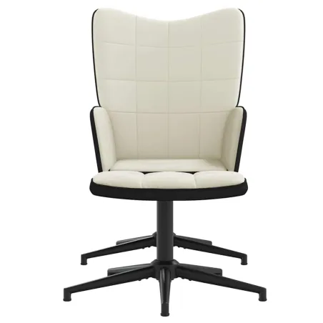 Chaise de relaxation avec tabouret Blanc crème Velours et PVC