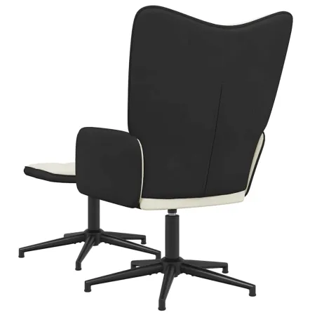 Chaise de relaxation avec tabouret Blanc crème Velours et PVC